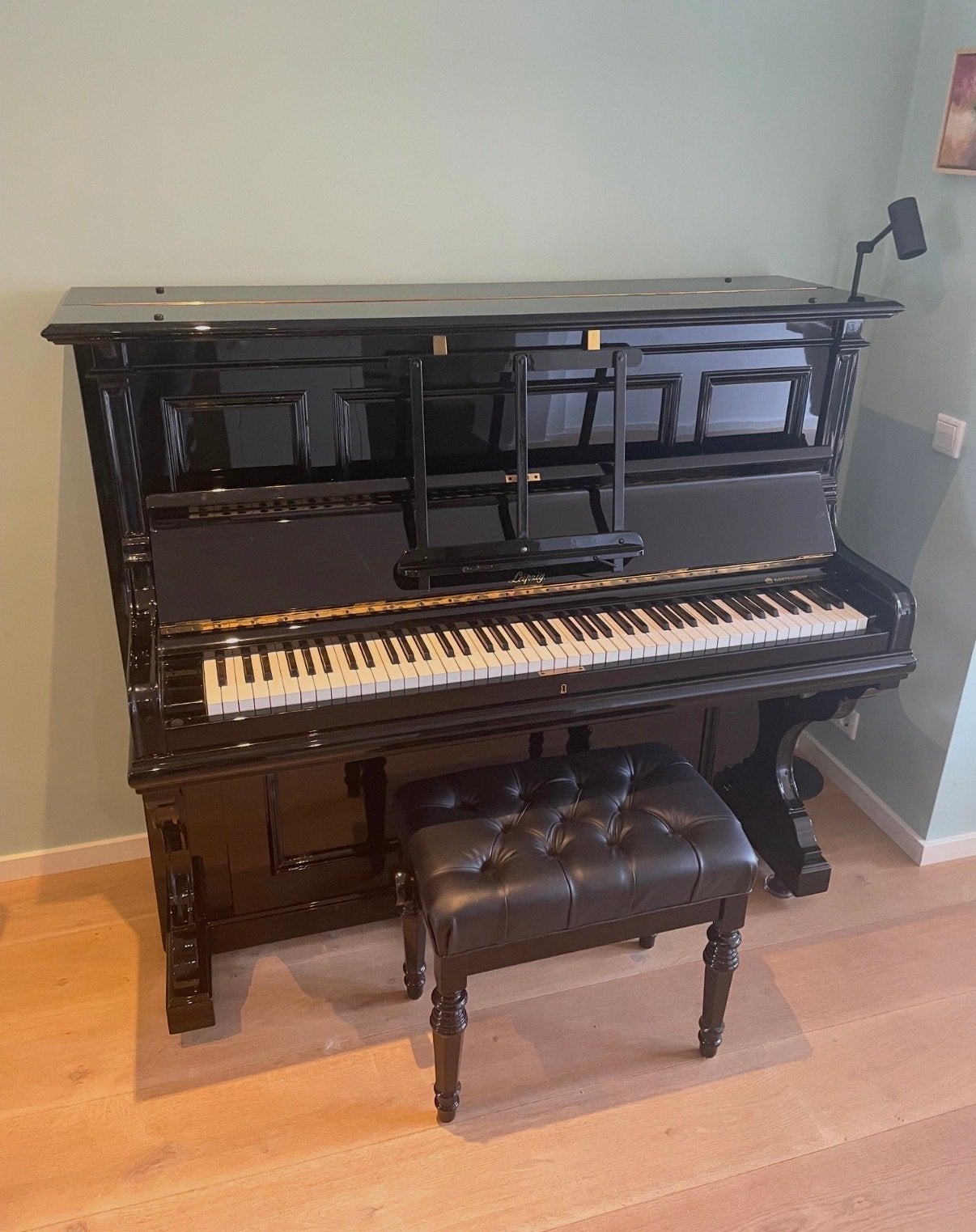 Blüthner 130 PE Hoogglans Zwart Piano met Kruk, Ophalen, Gebruikt, Zwart, Piano