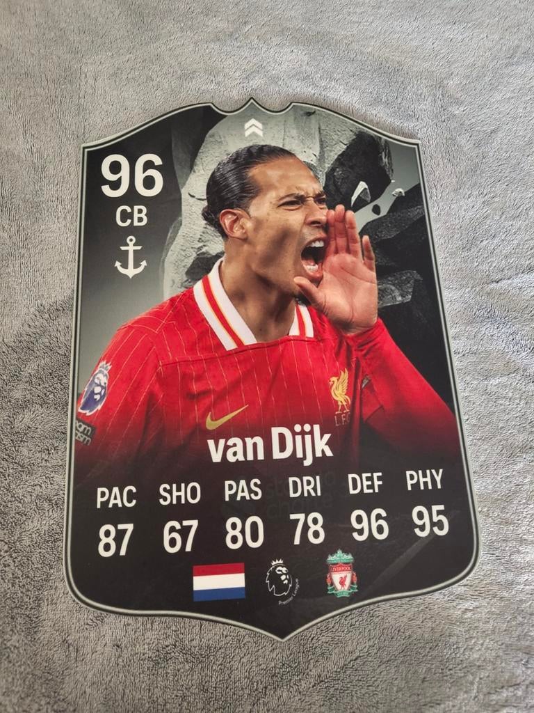 Voetbalkaartje (37cmx25cm) - Virgil Van Dijk / Liverpool, Ophalen, Zo goed als nieuw, Plaatje