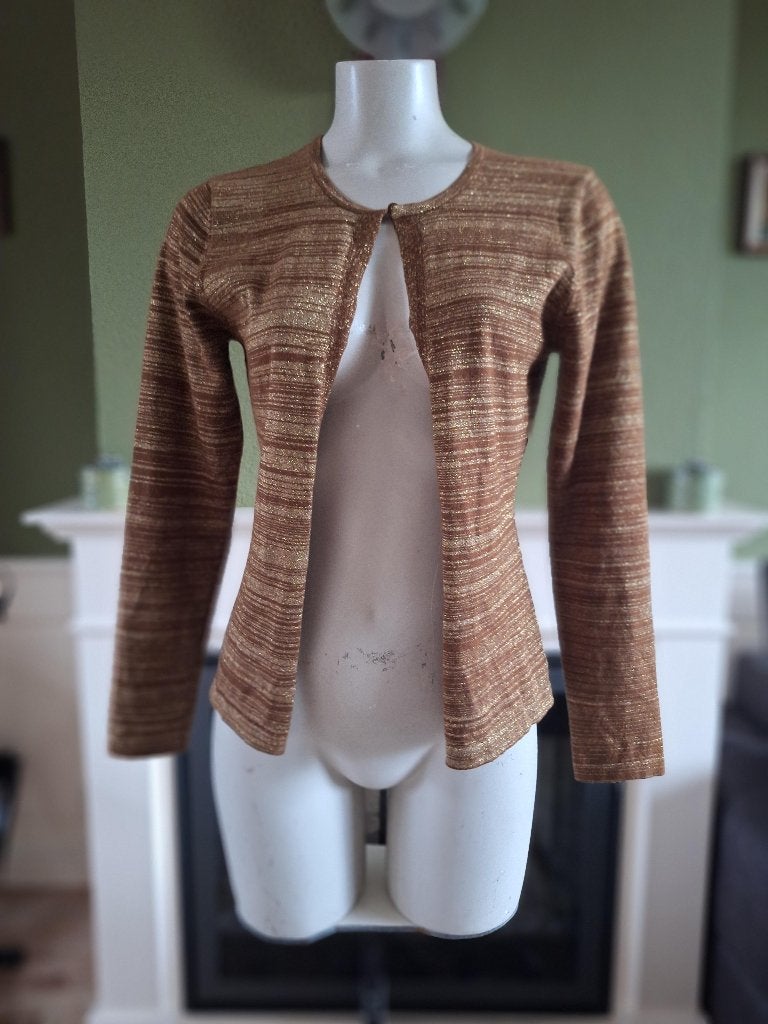 Caroline Biss bruin gouden draad vest 38, Kleding | Dames, Maat 38/40 (M), Bruin, Verzenden, Zo goed als nieuw
