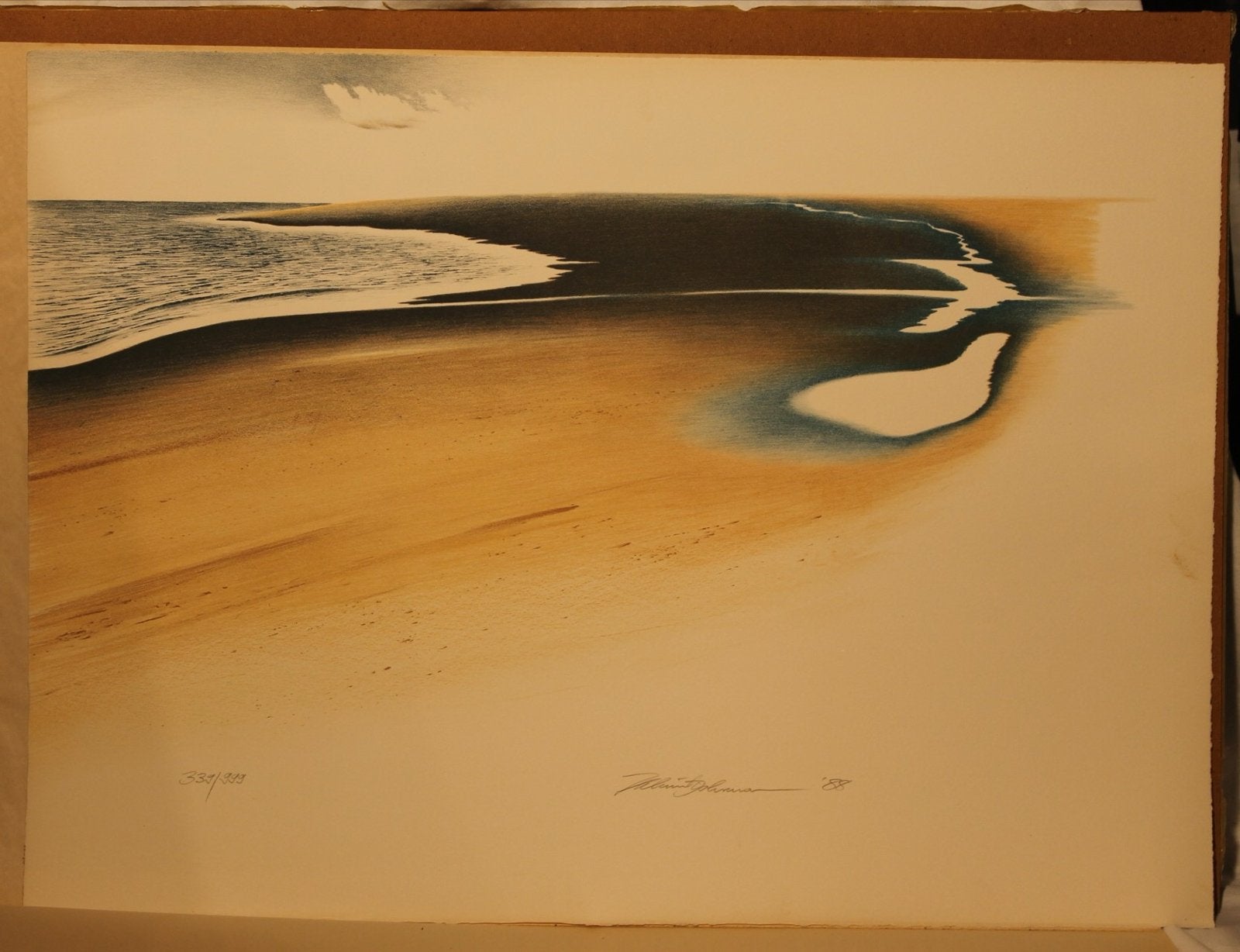 Lithografie 'Getijdenstrand' van Helmut Dohrmann (1988), Ophalen of Verzenden, Landschappen, Lithografie