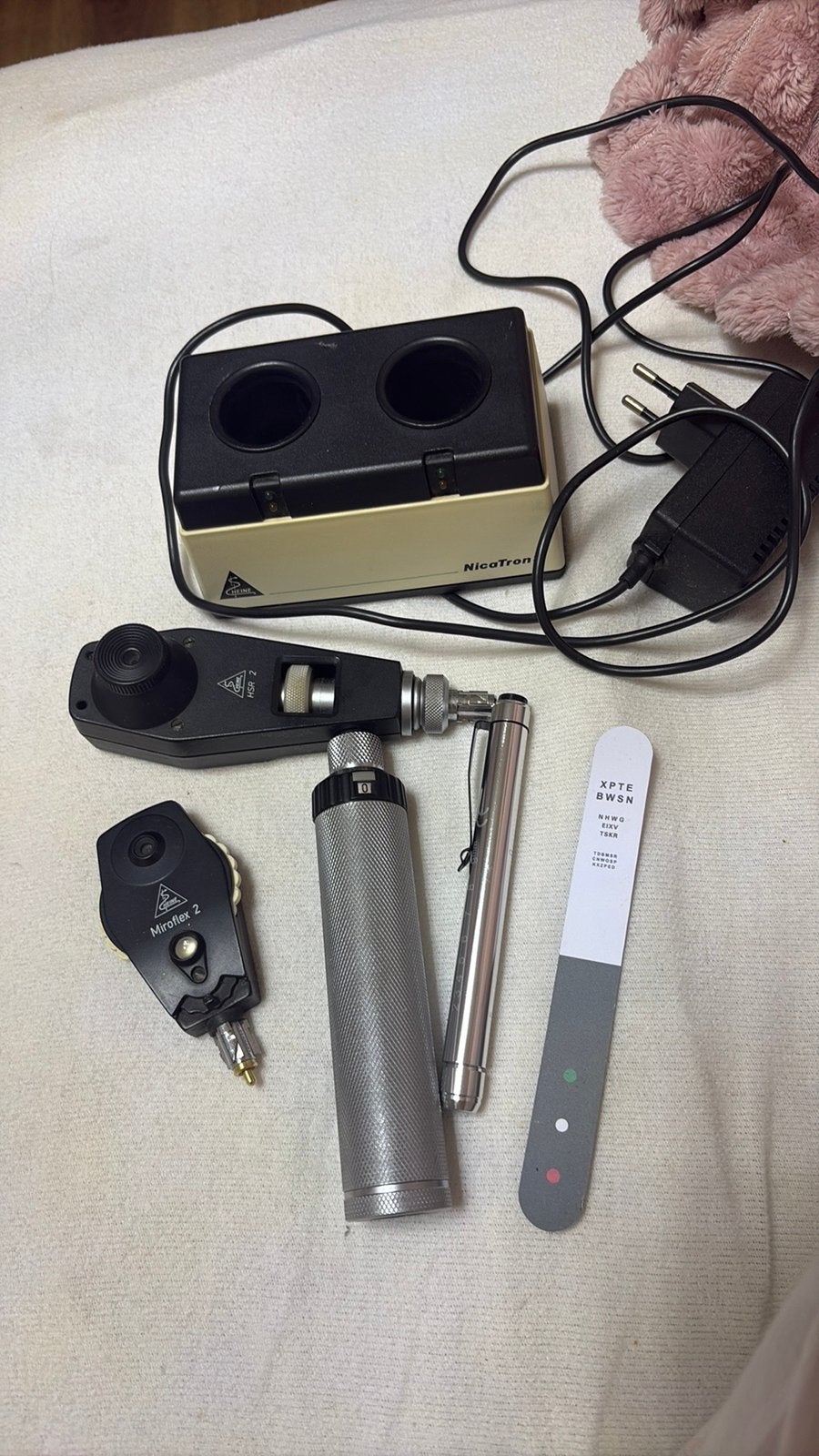 Heine set ophthalmoscoop/retinoscoop Optometrie/Ortopthie, Diversen, Ophalen of Verzenden, Zo goed als nieuw