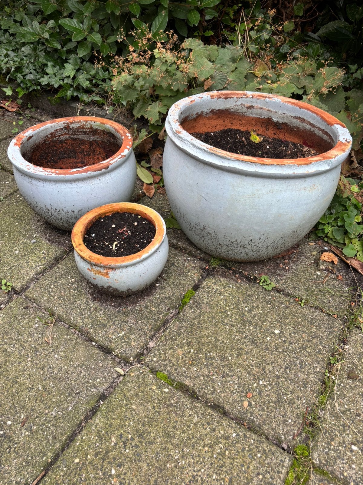 Set van 3 bloempotten, groot, middel, klein, Ophalen, Gebruikt, Rond, Minder dan 40 cm
