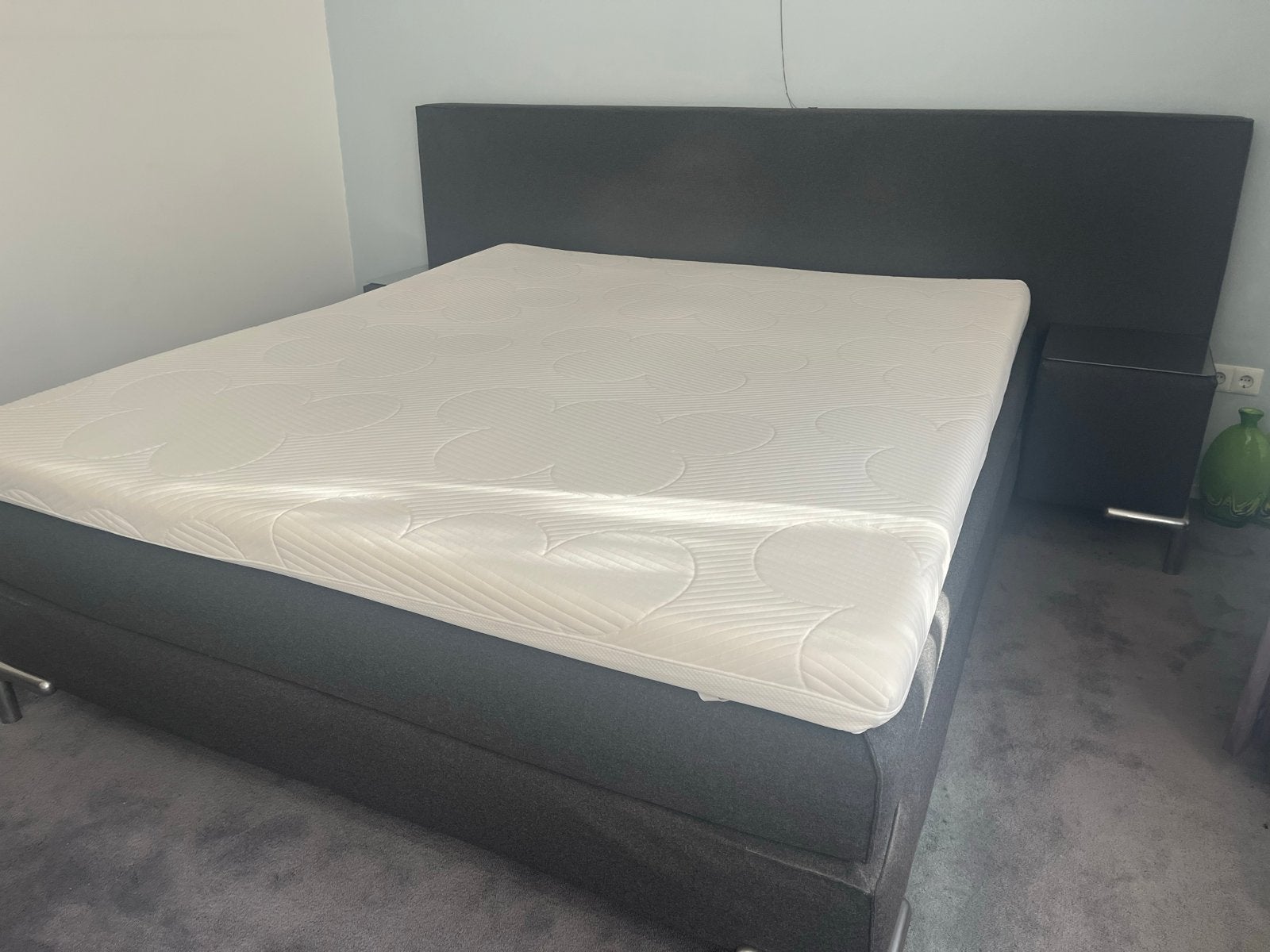 Tweepersoons boxspring 180/210 antraciet., Ophalen, Gebruikt, 210 cm, Tweepersoons