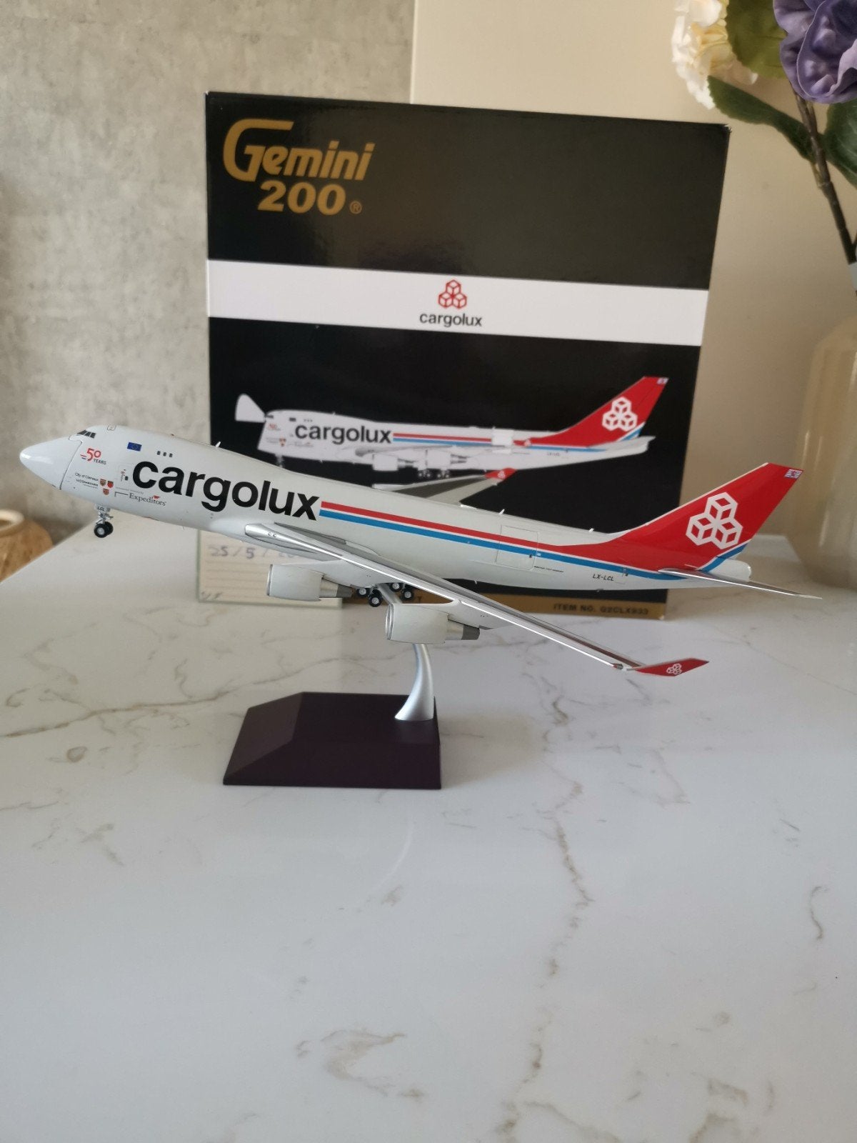 Cargolux B747-400F '50 Years' Gemini Jets 1:200 G2CLX933, Overige merken, 1:200 of kleiner, Nieuw, Ophalen of Verzenden