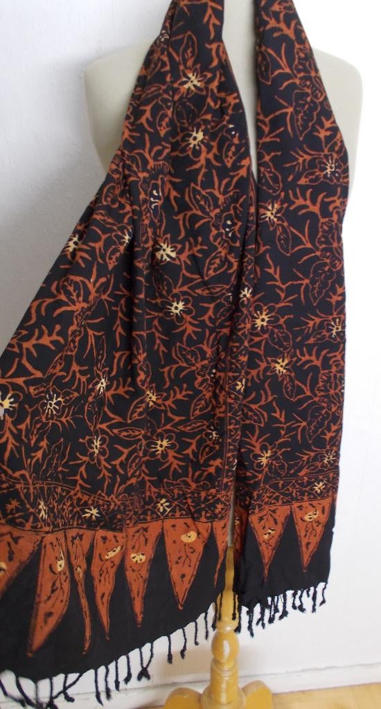 Mooie soepele katoenen batik print sjaal, Ophalen, Zo goed als nieuw, Maat 42/44 (L), Sjaal