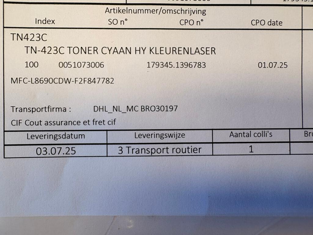 Brother TN-423C, Ophalen of Verzenden, Nieuw, Toner, Brother