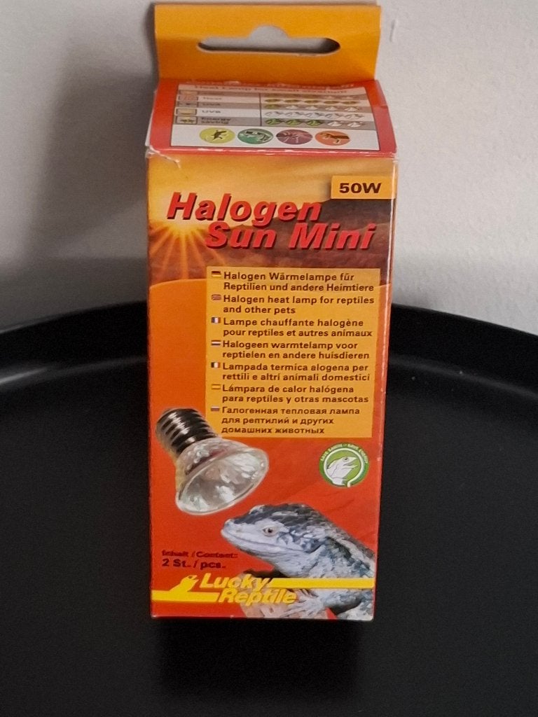 Lucky Reptile Halogen Sun Mini 50W (2 stuks), Dieren en Toebehoren, Ophalen, Zo goed als nieuw, Terrarium of Paludarium