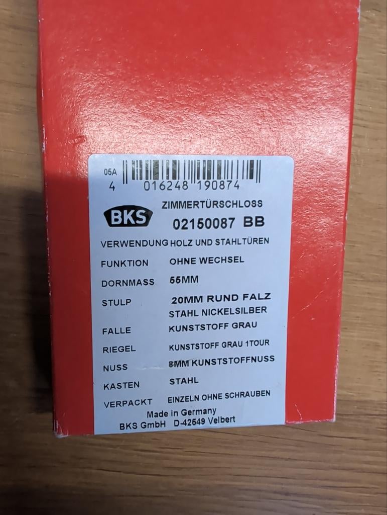 BKS Binnendeurslot - Nieuw in Verpakking, Doe-het-zelf en Verbouw, Hang- en Sluitwerk, Ophalen of Verzenden, Nieuw, Overige materialen
