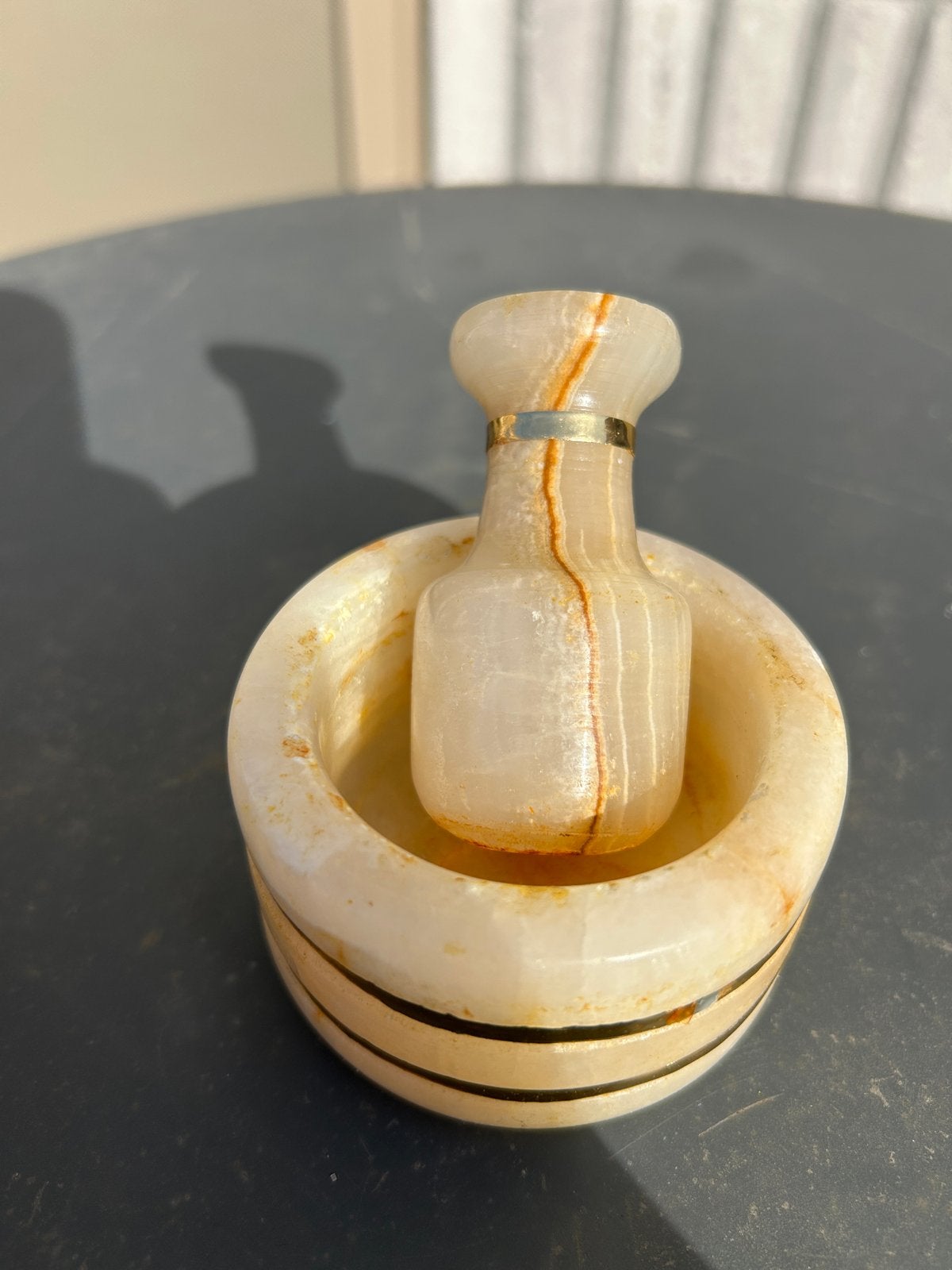 Mooie marmeren vijzel met stamper, Ophalen of Verzenden