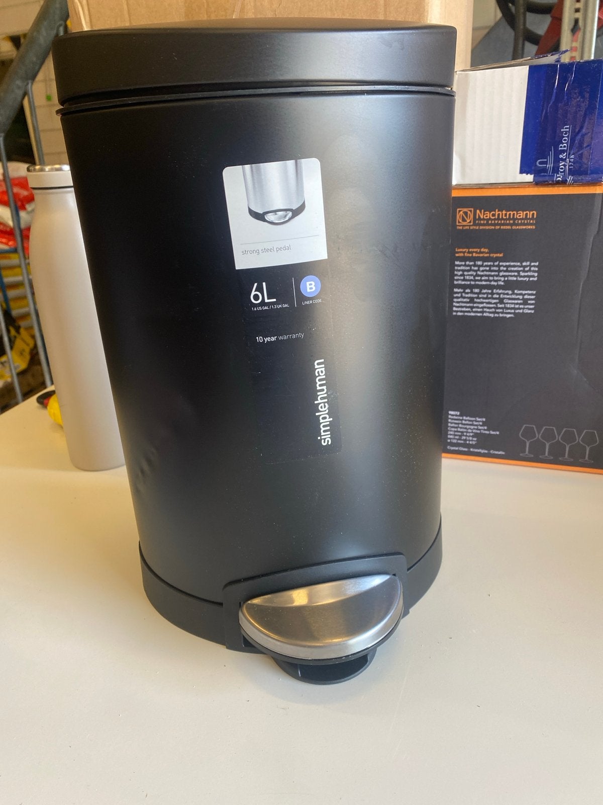 Simplehuman Pedaalemmer 6L - Zwart (licht beschadigd), Met pedaal, Onbekend, Nieuw, Ophalen of Verzenden