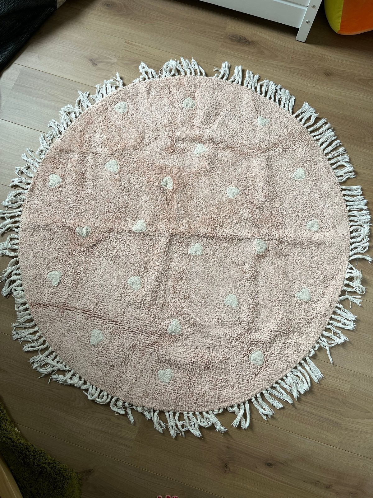 Tapis Petit vloerkleed Fleur – lichtroze hartjes Ø120 cm, Ophalen, 100 tot 150 cm, Rond, Zo goed als nieuw