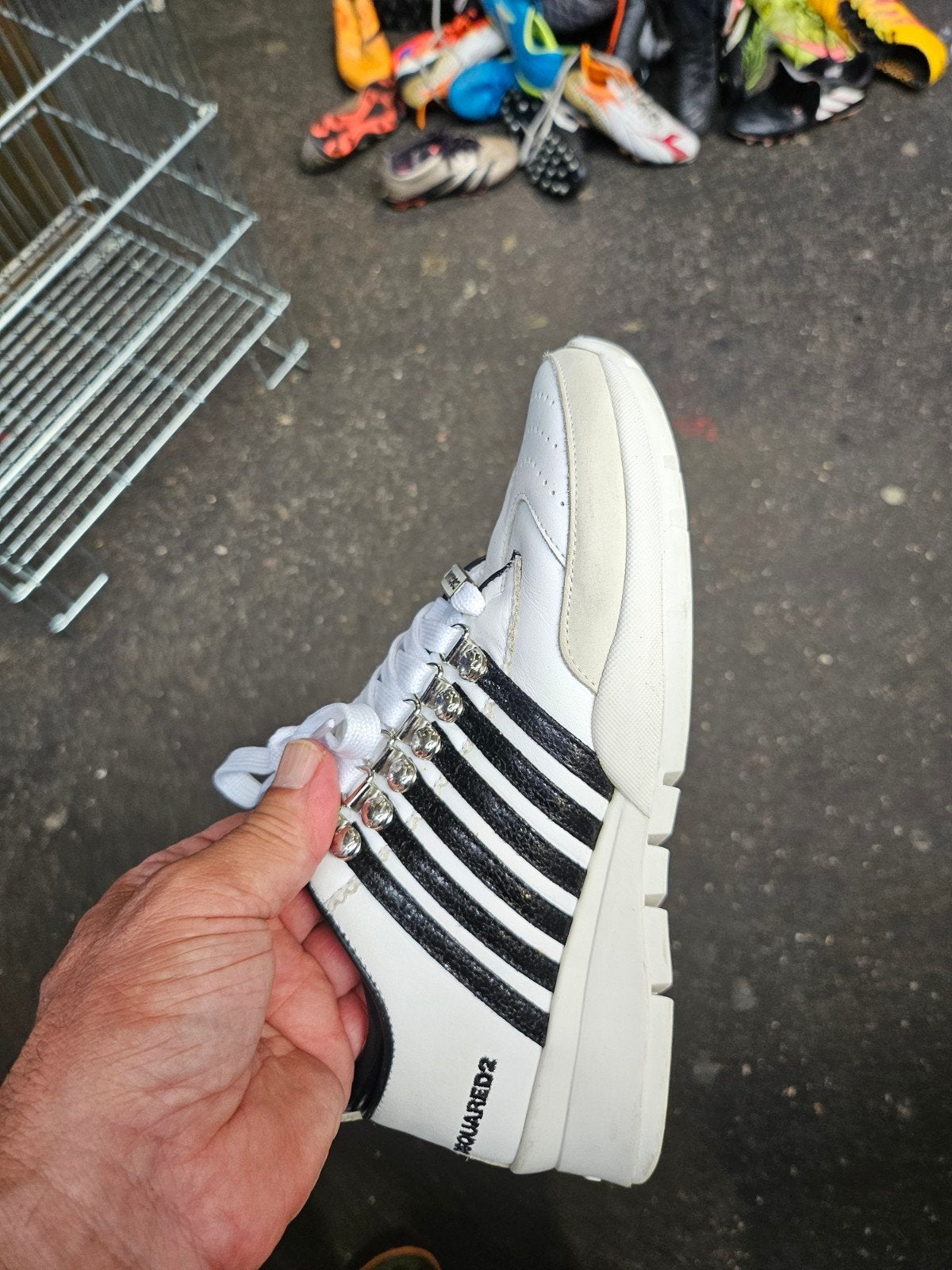 Dsquared2 Sneakers Mt 37- Wit met Zwarte Strepen, Dsquared2 S.p.A., Via Ceresio 10, 20154 Milaan, Italië, Dsquared2, Wit