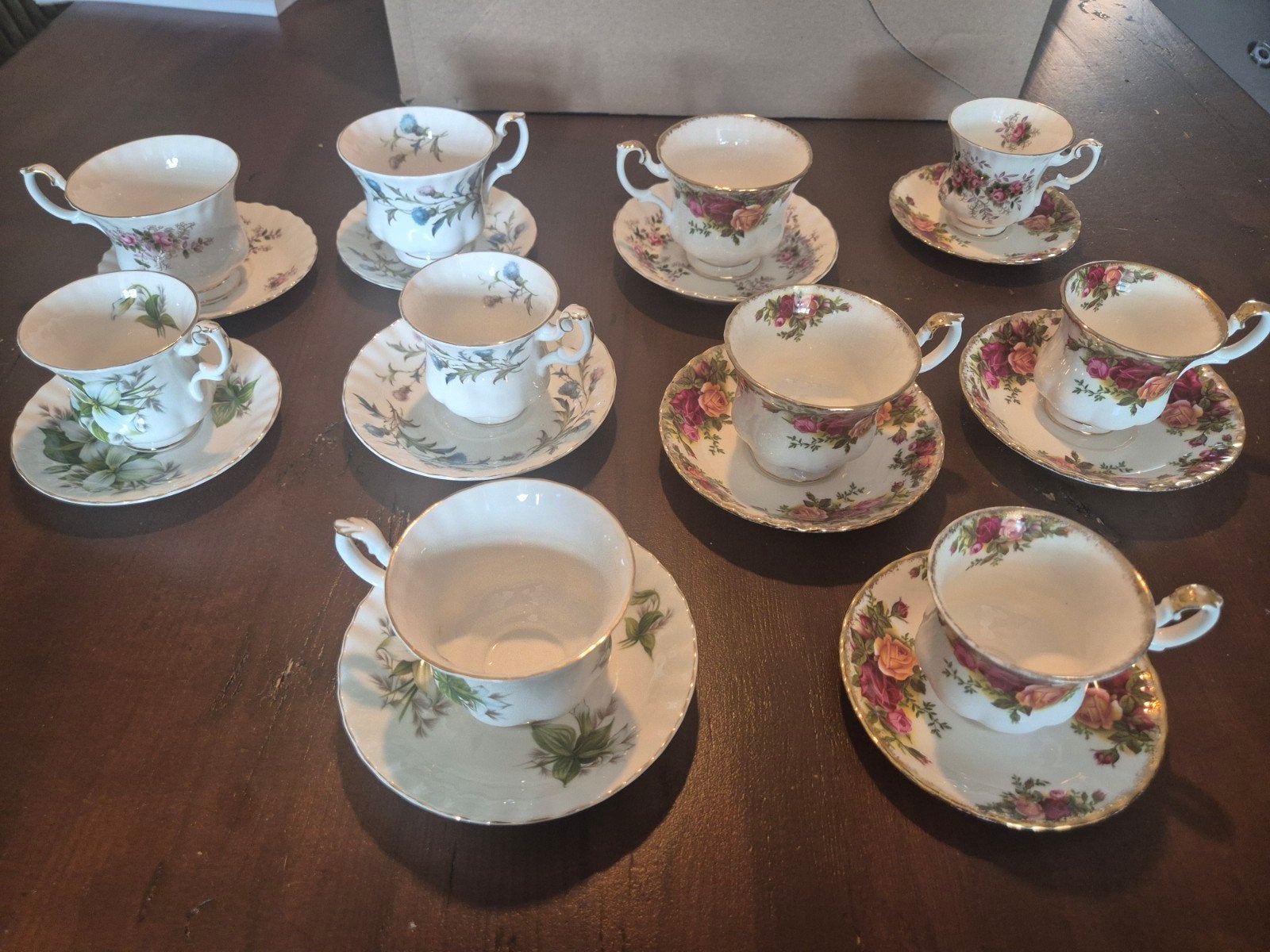 9 Royal Albert kop en schotels (Bone China), Ophalen of Verzenden