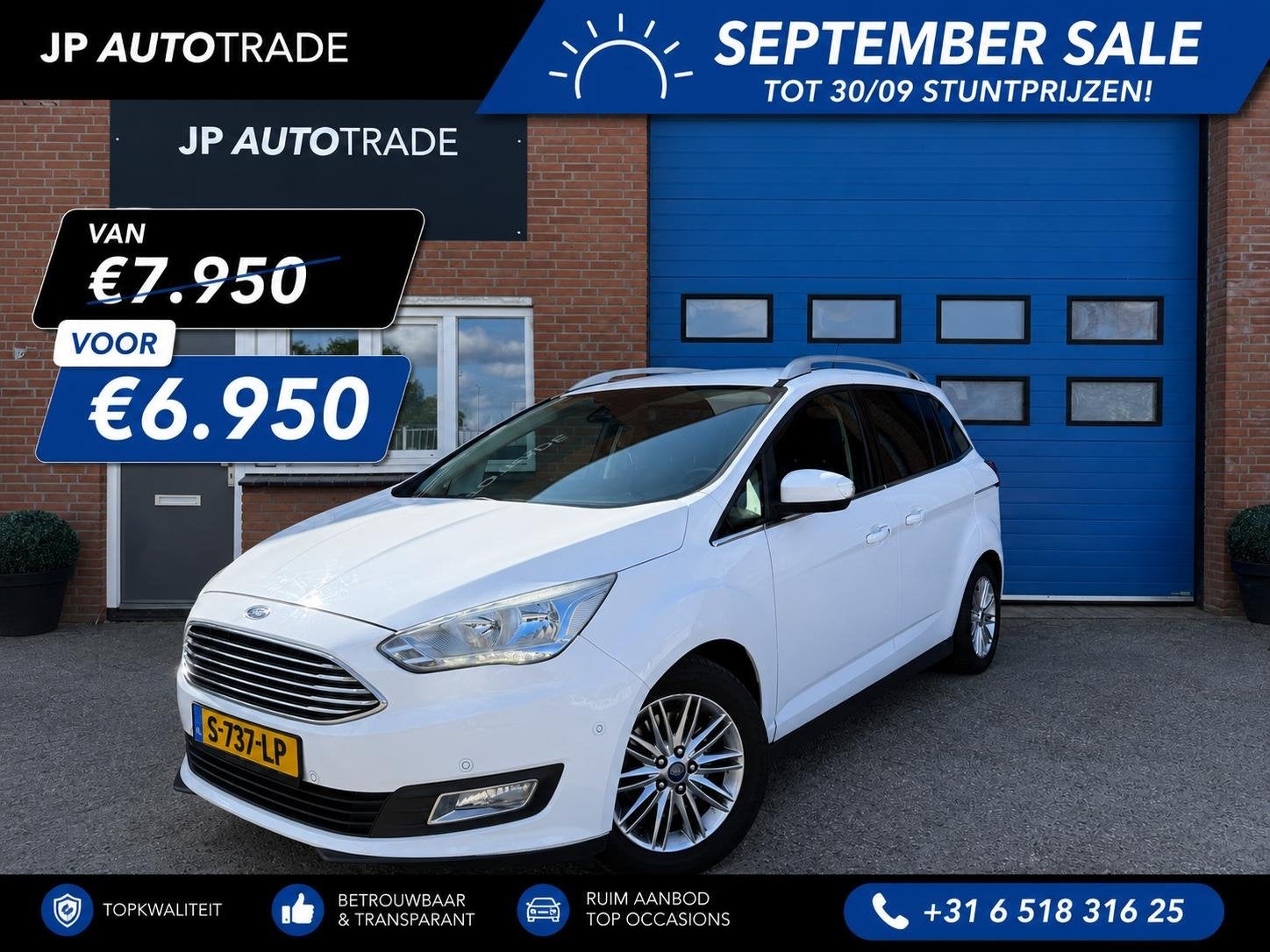 Ford Grand C-Max 1.0 Titanium 7p. | Cam | Stoelverwarming |, Voorwielaandrijving, 745 kg, Gebruikt, Euro 6