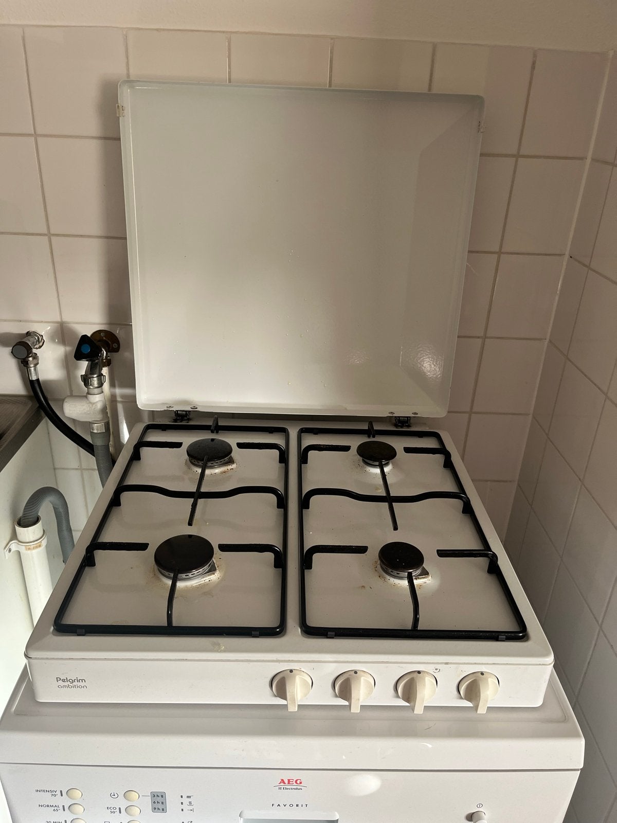 Pelgrim Gasfornuis met 4 Kookzones - Wit, Ophalen, Gebruikt, 4 kookzones, Gas