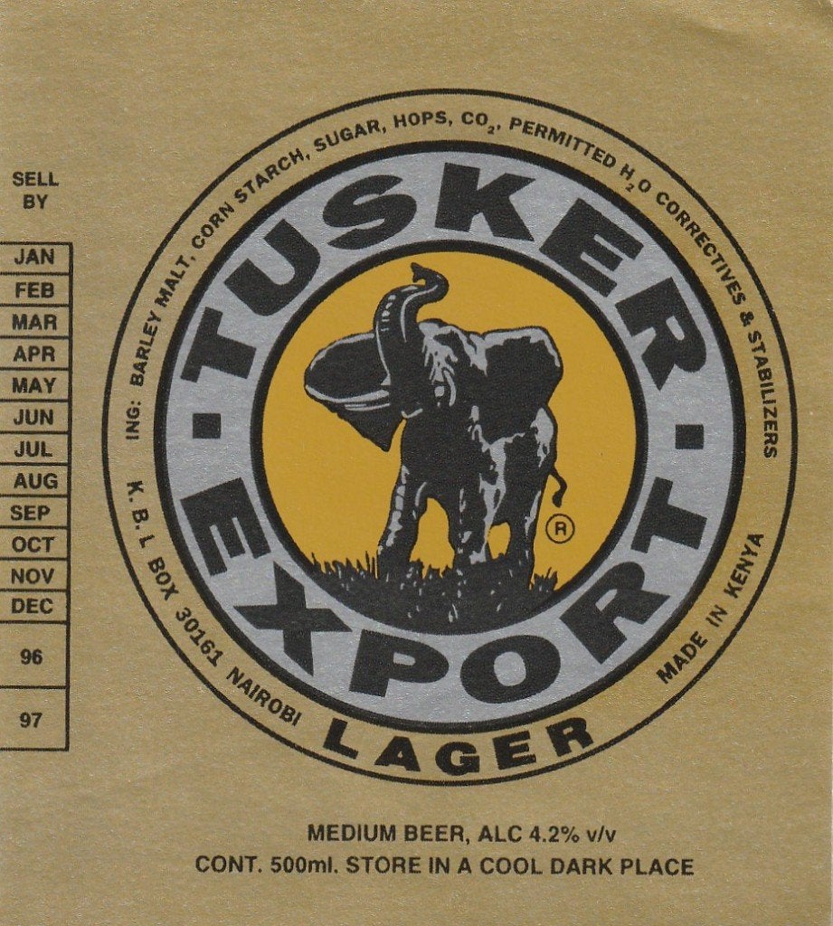 bieretiket Kenya : Tusker export, Verzenden, Nieuw, Overige typen, Overige merken