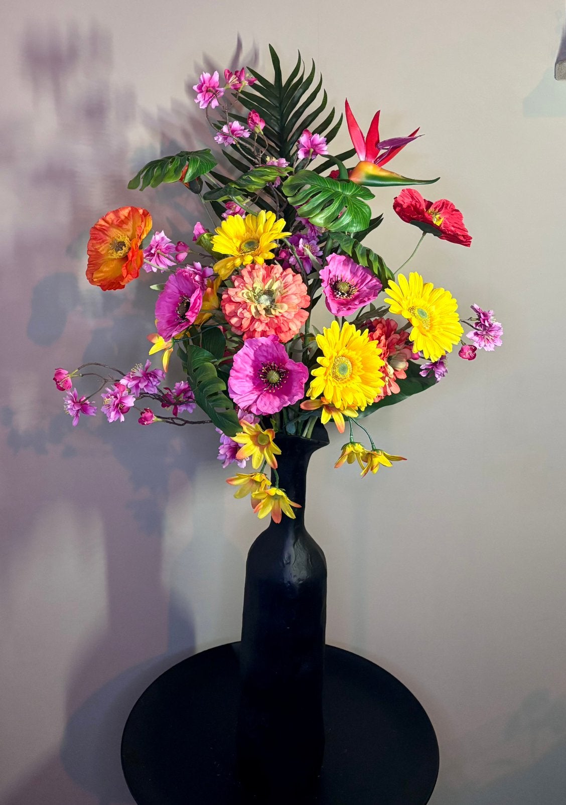 Prachtig zijden bloemen boeket + Light & Living vaas 100cm, Binnen, Www.discountfashioncorner.nl, Ophalen of Verzenden, Info@www.discountfashioncorner.nl