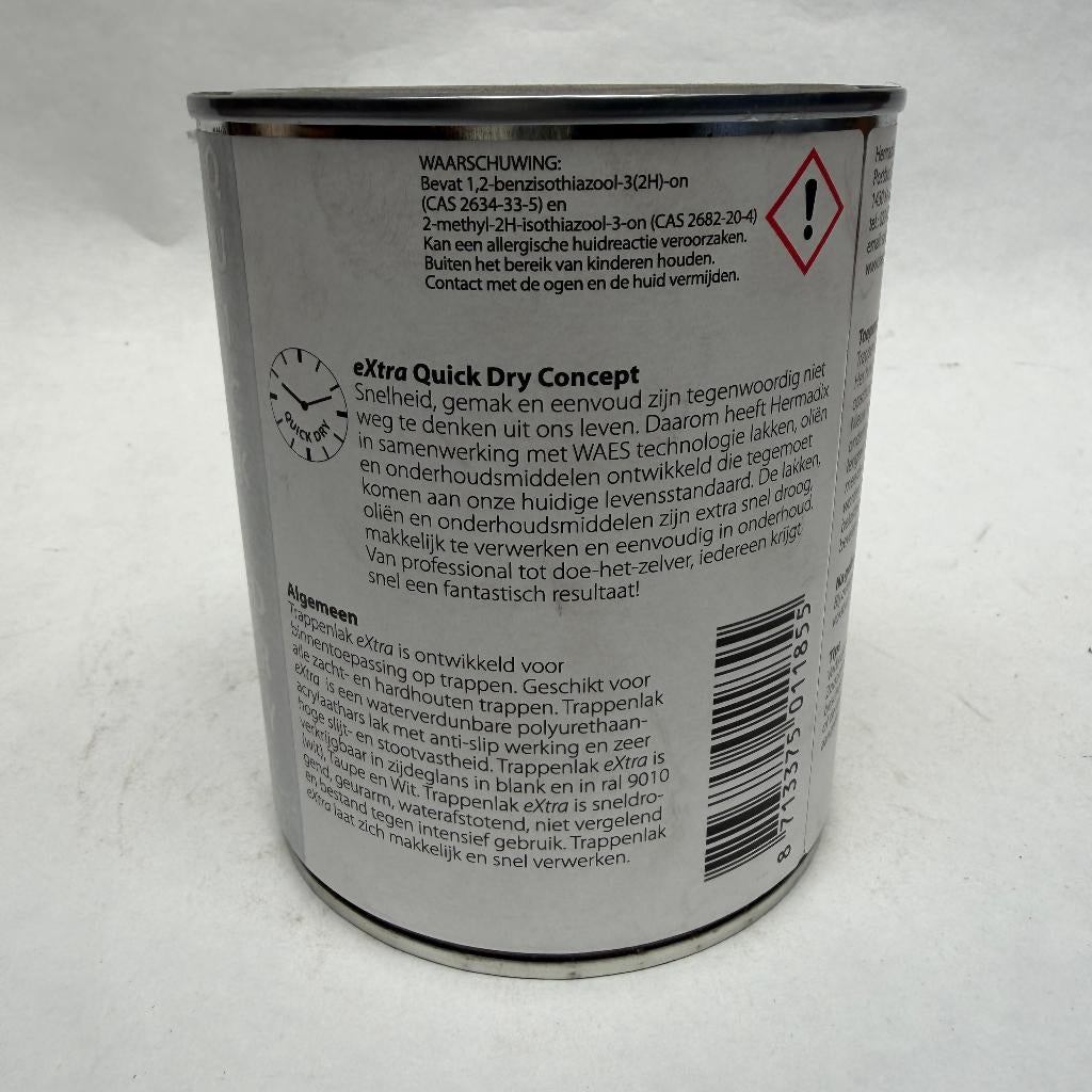 Hermadix Trappenlak Wit RAL 9010 Lak Verf 750ml, Nieuw, Hermadix, Hermadix, Lak