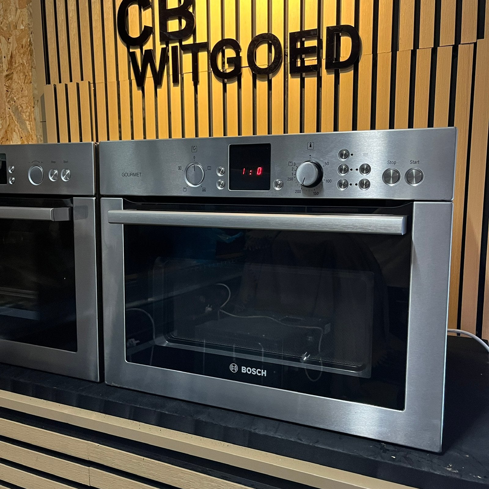 Luxe Bosch set combi oven magnetron en solo stoomoven, Ophalen, 45 tot 50 cm, Bosch, Inbouw