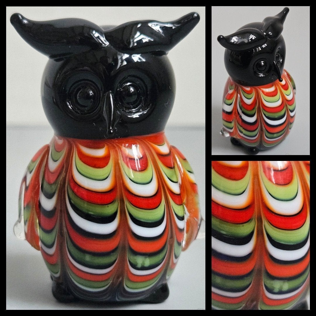 Murano stijl glazen sculptuur van een uiltje,  puntgaaf, Ophalen of Verzenden, Beeld, Glas, Handgemaakt