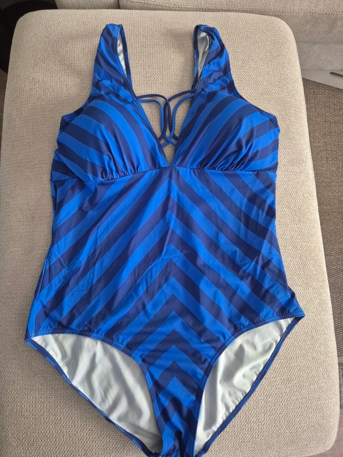 Ulla Popken Badpak Maat 52 Blauw Gestreept Zo Goed Als Nieuw, Blauw, Ophalen of Verzenden, Gedragen, Ulla Popken