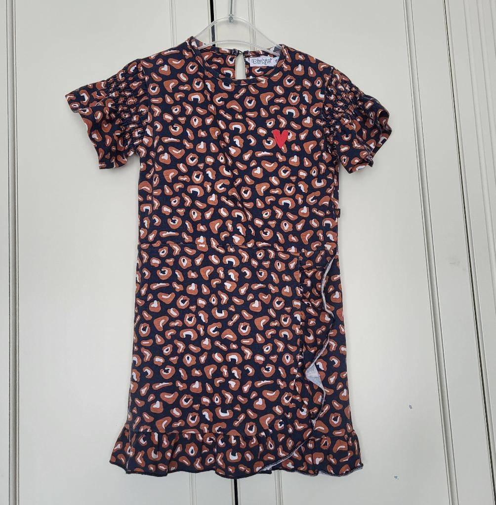 Dirkje jurkje, dierenprint, navy, koraal, maat 116, Gebruikt, Meisje, Dirkje, Ophalen of Verzenden