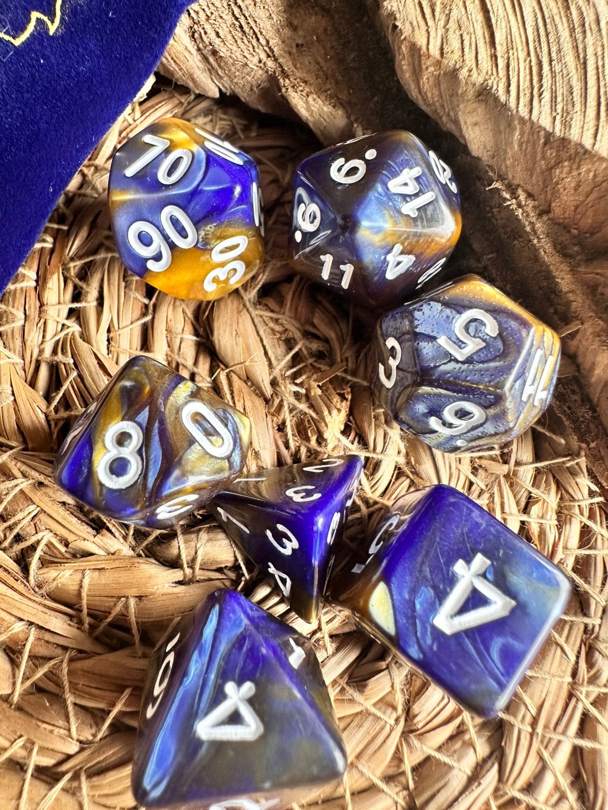 DND dice / blauw - bronze / dobbelstenen / RPG / D&D, Ophalen of Verzenden, Nieuw, Overige soorten