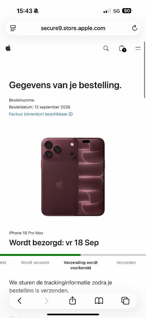 iPhone 18 pro Max cherry kleur, Telecommunicatie, Ophalen of Verzenden, Nieuw, 256 GB