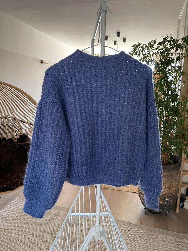 Handgebreide 100% alpaca blauw/lila trui XS, Kleding | Dames, Truien en Vesten, Verzenden, Nieuw, Maat 34 (XS) of kleiner, Blauw