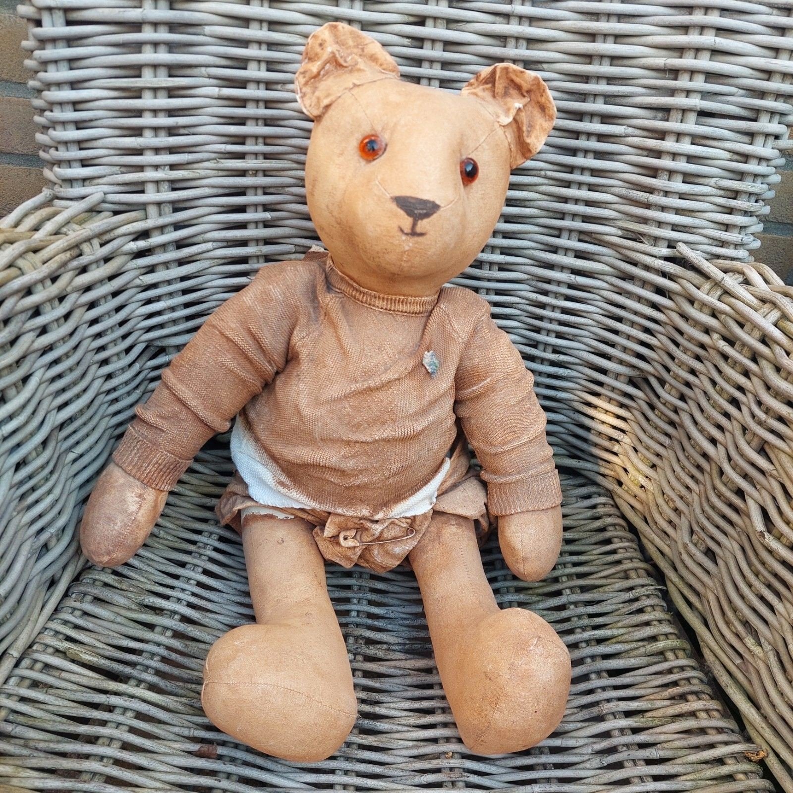 Oude brocante stoffen beer - Nette staat, Antiek en Kunst, Curiosa en Brocante, Ophalen of Verzenden