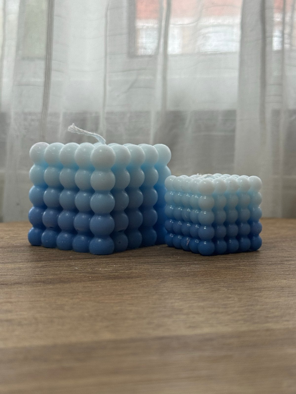 Handgemaakte Blauwe Bubbel Kaars Set, Blauw, Overige merken, Ophalen of Verzenden, Kaars