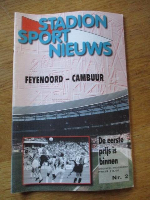 Programmaboekje 2 Feyenoord - Cambuur 22 augustus 1999, Ophalen of Verzenden, Gelezen, Watersport en Hengelsport