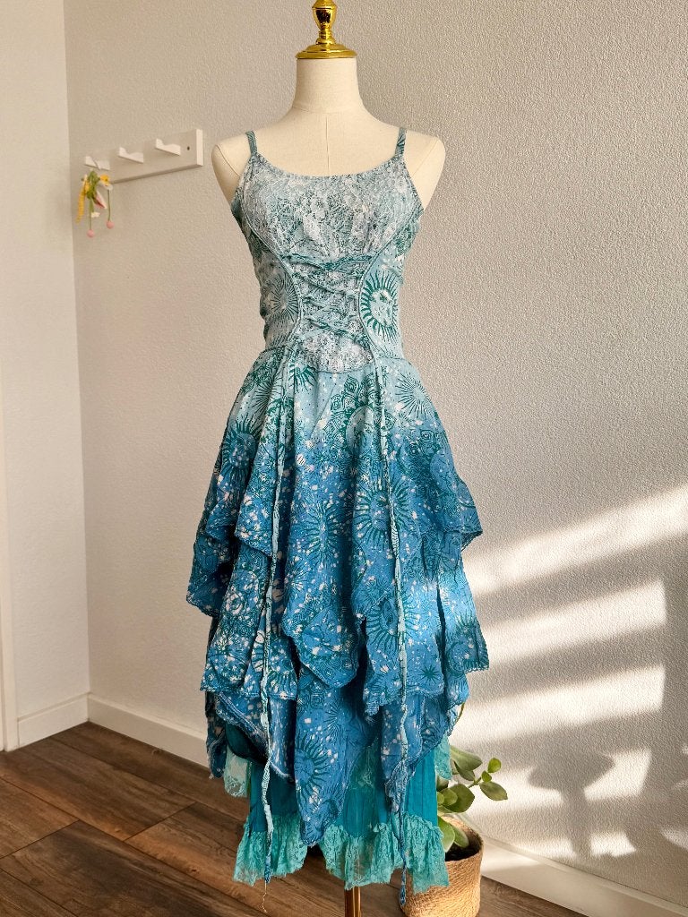 Hippie Fairy Dress+Skirt set cosplay elf vibe festival, Ophalen of Verzenden, Zo goed als nieuw, Pak of Jurk