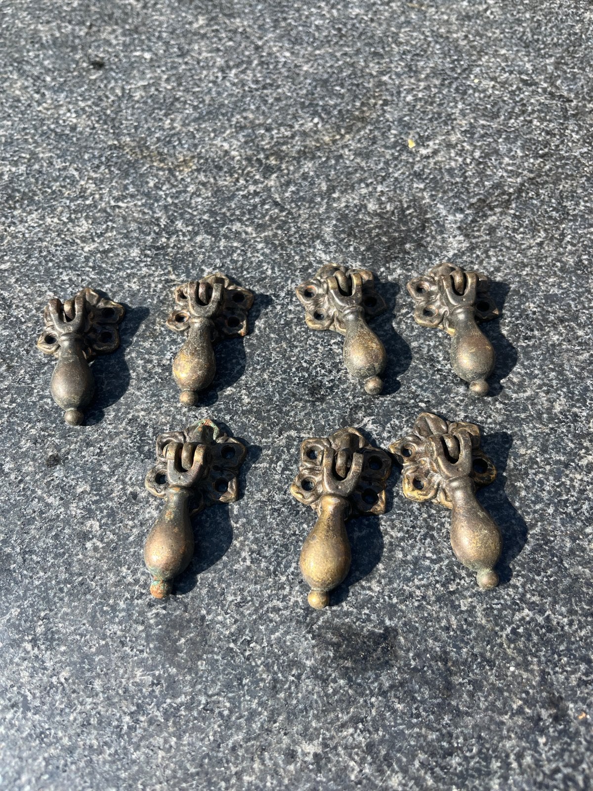 Set van 7 Antieke Lade Grepen - Bronskleurig, Antiek en Kunst, Ophalen of Verzenden