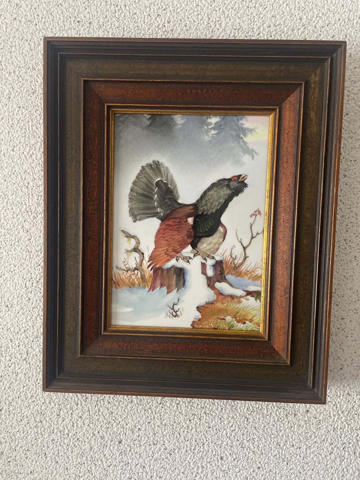 Handgeschilderde Porseleinen Plaque - Auerhoen (1983), Ophalen of Verzenden