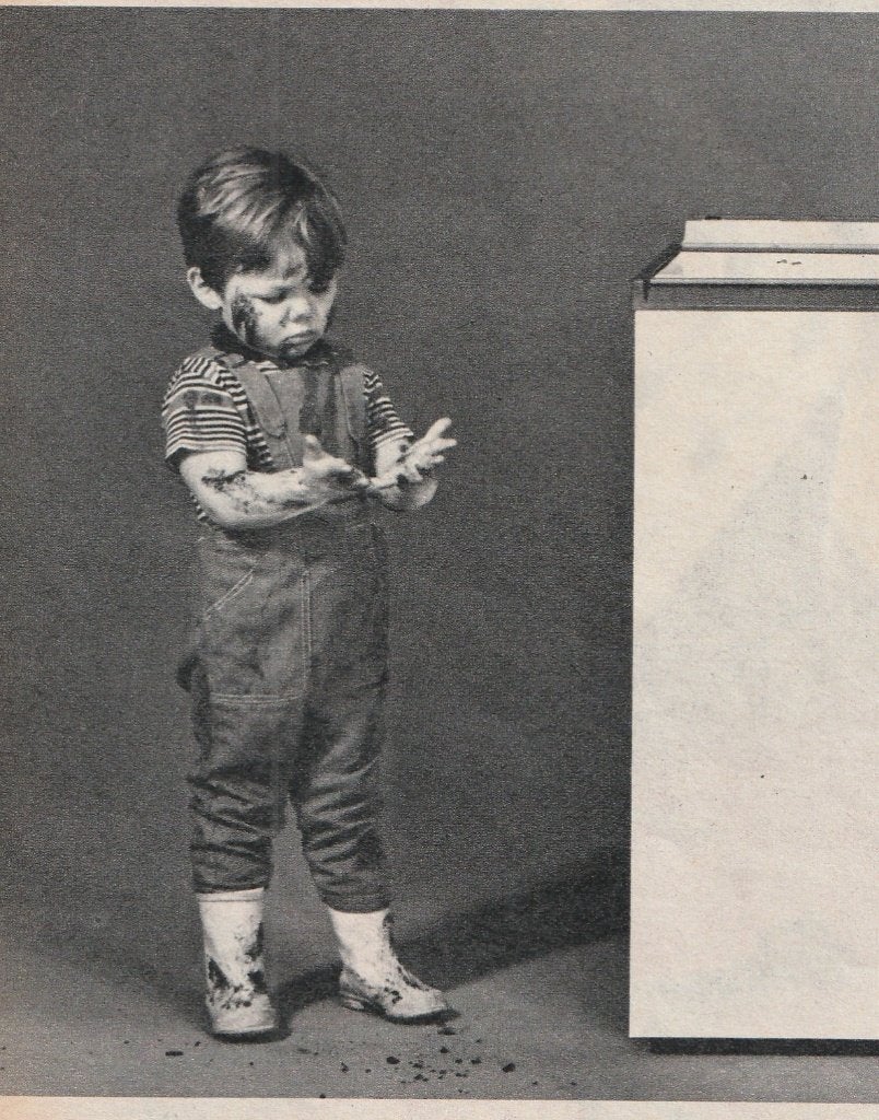 Retro reclame 1966 Erres wasmachine jongetje vieze handjes, Verzamelen, Retro, Verzenden, Overige typen