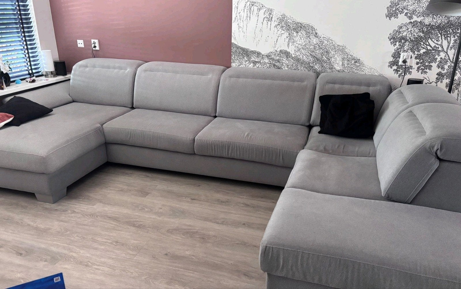 Grote hoekbank met lounge, 3.90m breed, Ophalen, Gebruikt, Hoekbank, 300 cm of meer