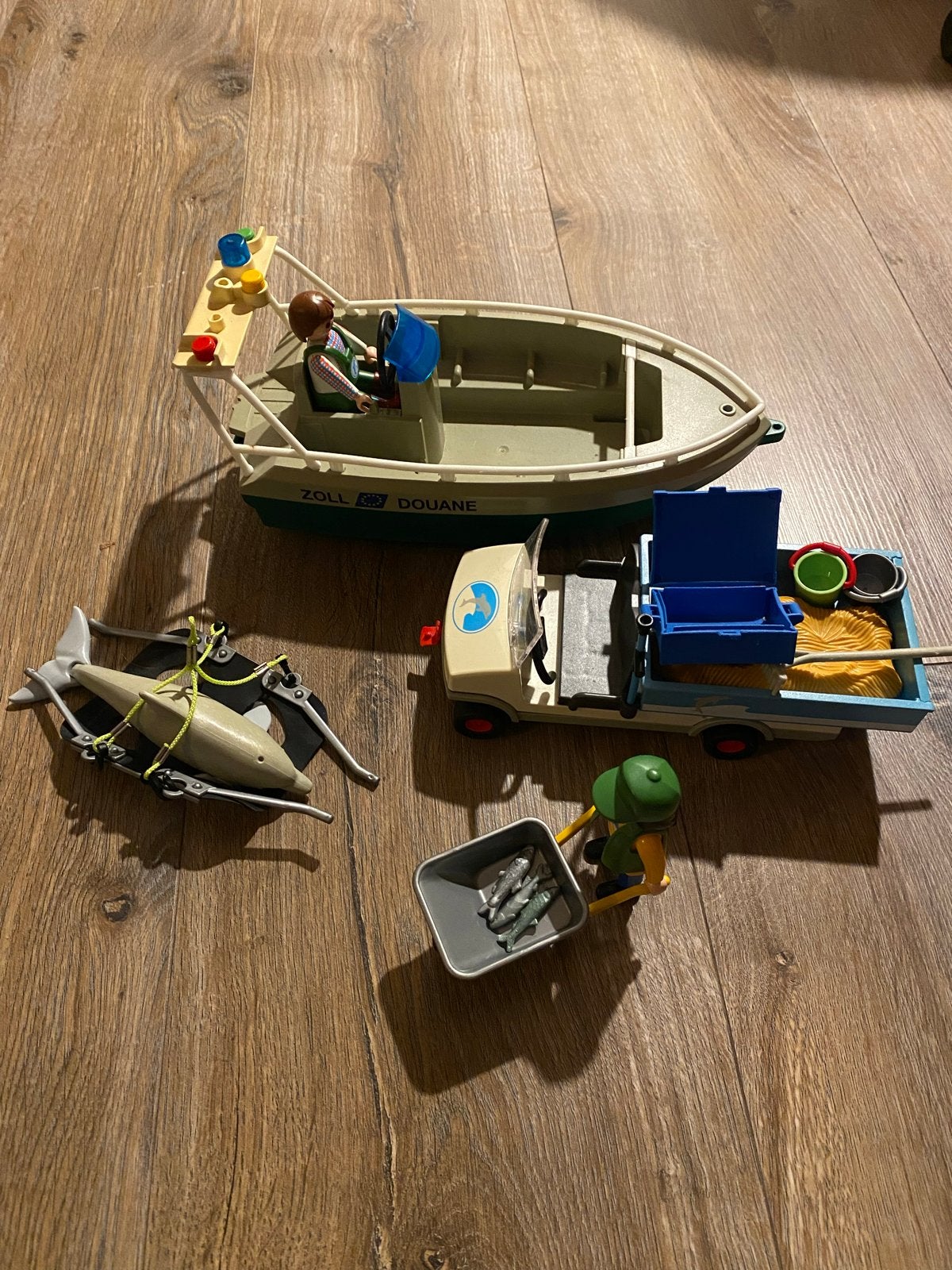 Playmobil 4466 Dolfijn Transport met Douane Boot en Auto, Wild life, Gebruikt, Complete set, Ophalen of Verzenden