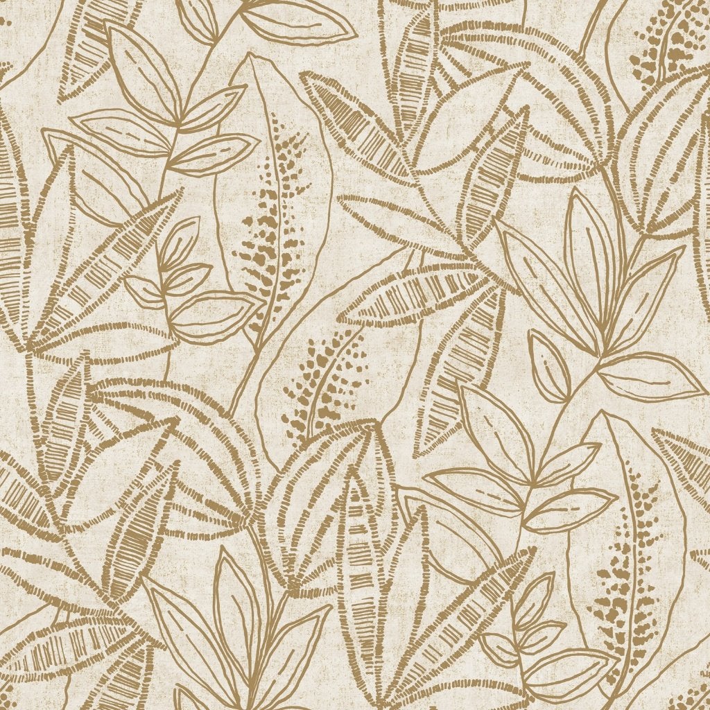 Behang Karuna Dutch Wallcoverings A71801 Goud bladmotief, Ophalen of Verzenden, Minder dan 10 m², Geel