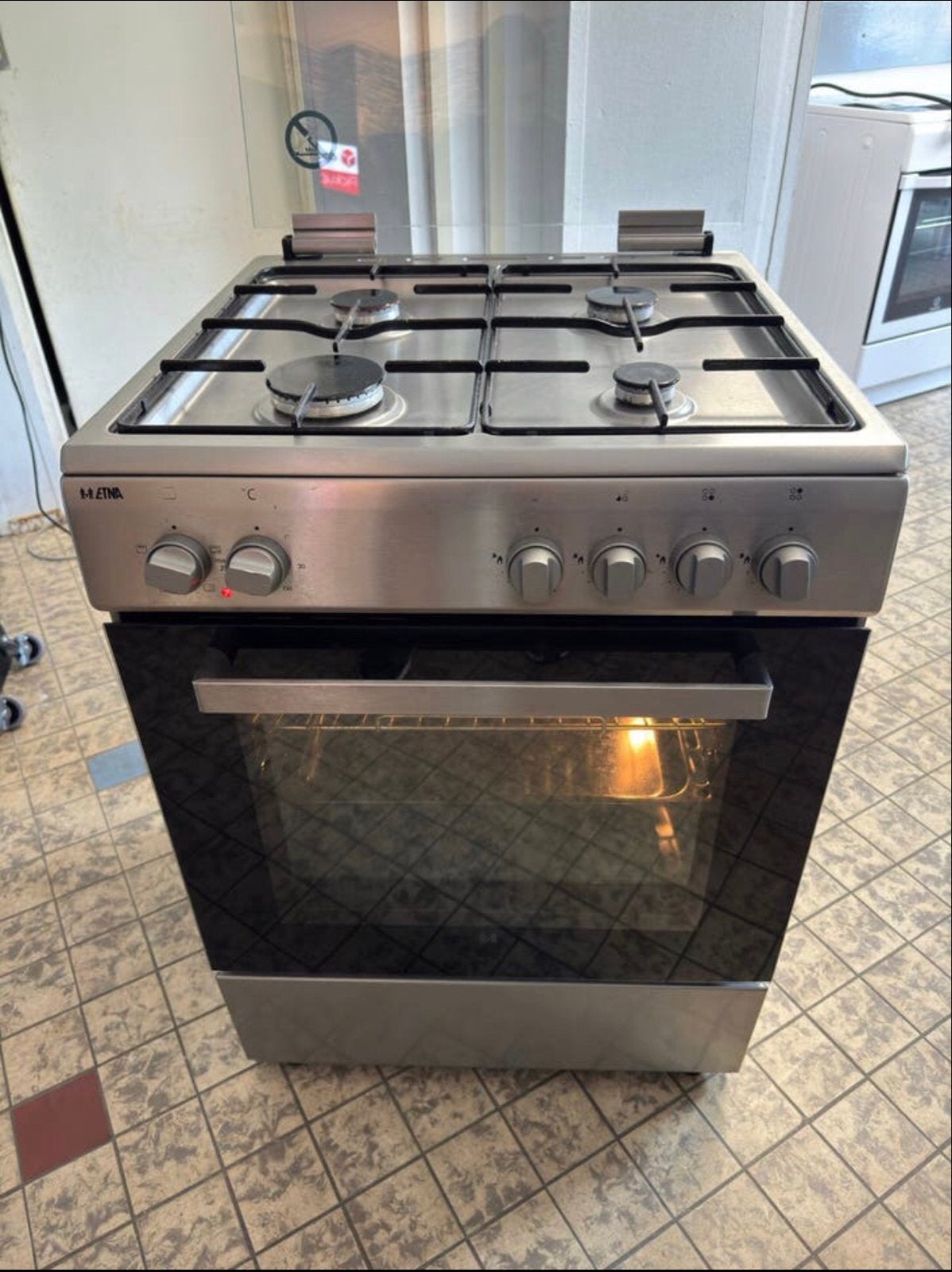ETNA RvS gasfornuis met elektrische oven in top staat, Witgoed en Apparatuur, Fornuizen, Gebruikt, Gas, Vrijstaand, 85 tot 90 cm