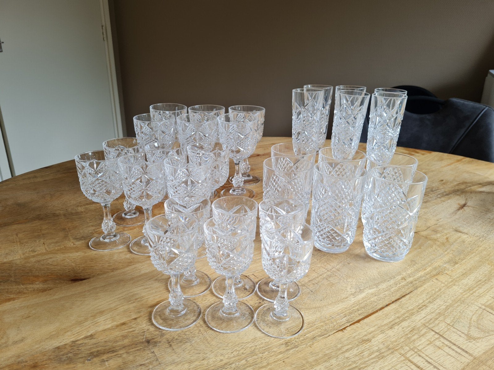 Vintage kristallen glazen – complete set 30 stuks, Ophalen of Verzenden