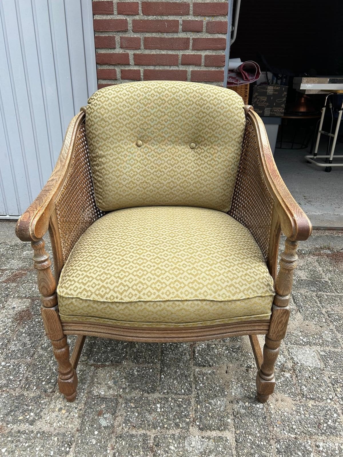 Mooie  eiken dames stoel met webbing, Huis en Inrichting, Fauteuils, Ophalen, Zo goed als nieuw, 50 tot 75 cm