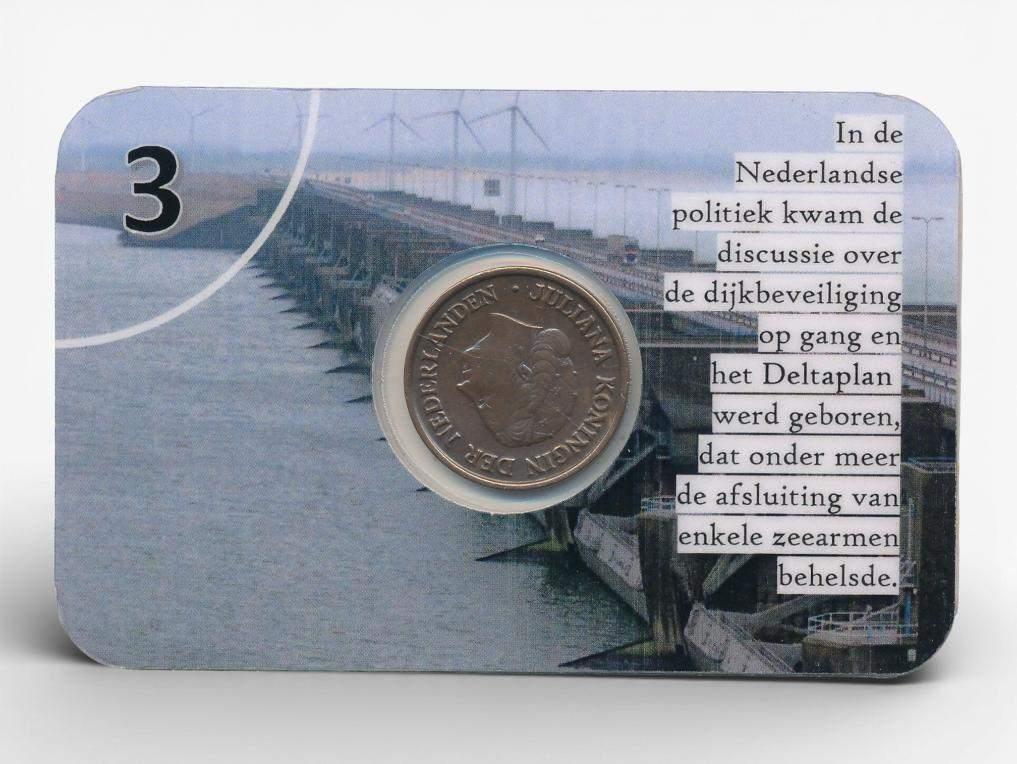 Nederland 5 cent 1953 in Watersnoodramp-coincard 3