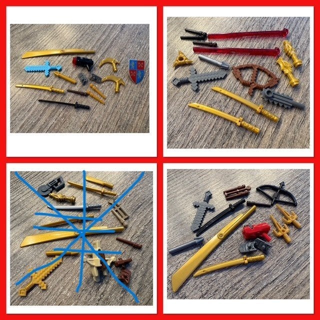 lego div. wapens (zie foto) 1.-/setje, foto, Ophalen of Verzenden, Zo goed als nieuw, Accessoire, Lego
