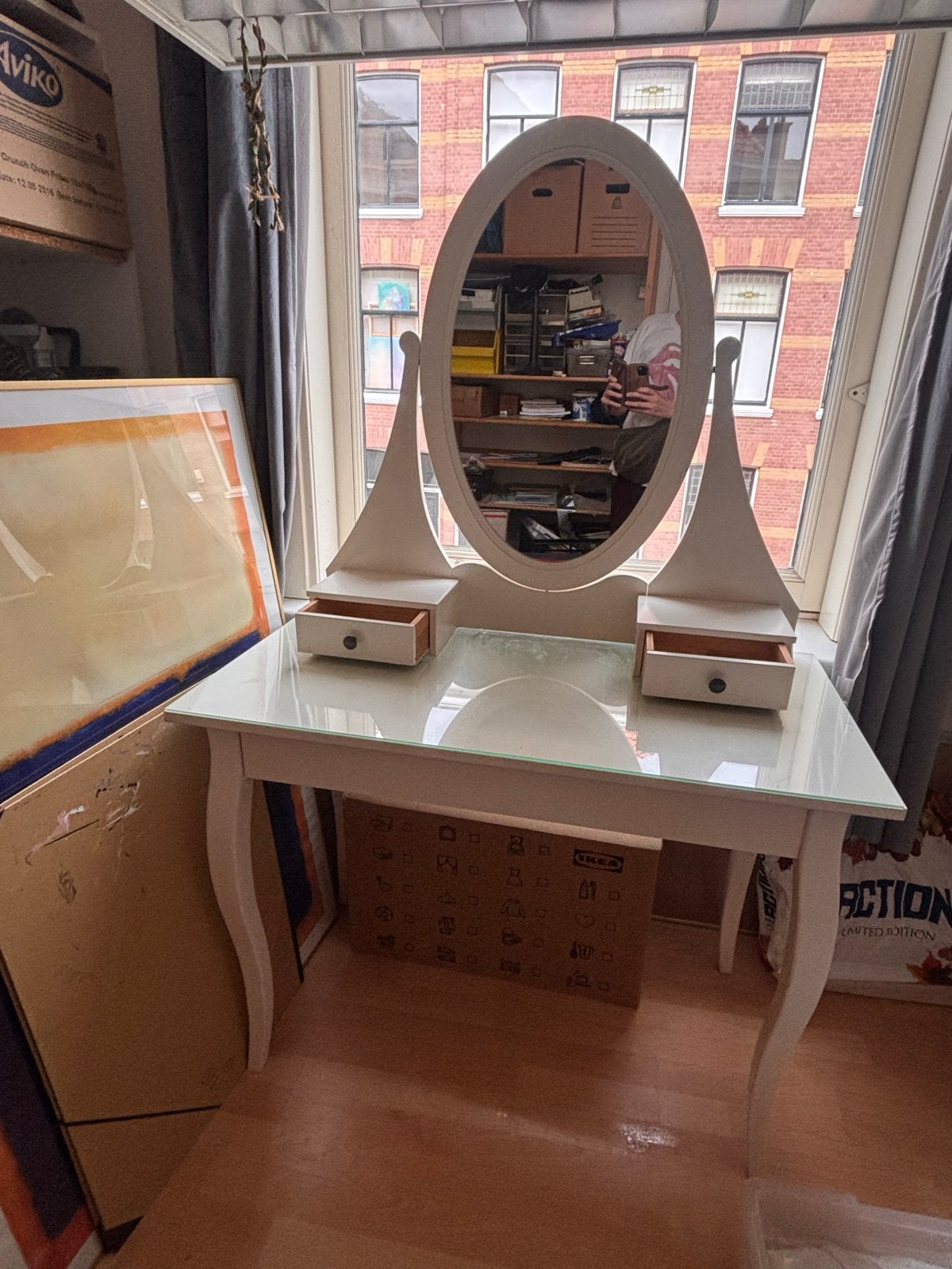 IKEA Kaptafel met spiegel en lades - Gebruikt, Ophalen, Gebruikt, 100 tot 150 cm, 50 tot 100 cm