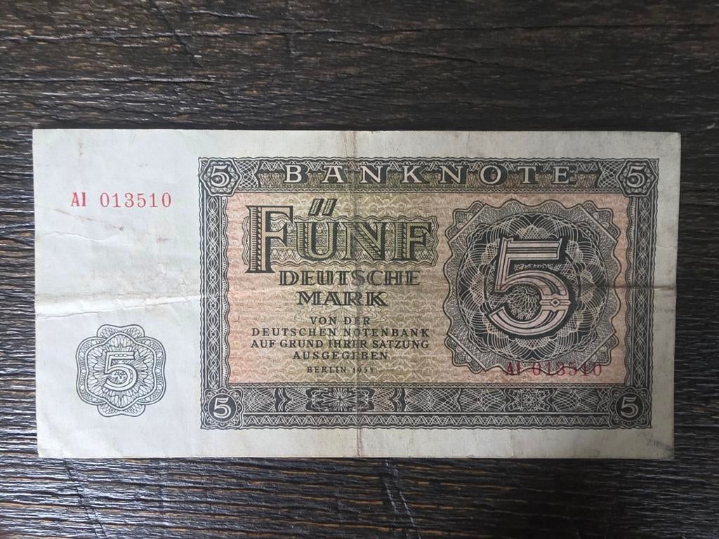 5 Mark biljet Duitse Democratische Republiek 1955, Postzegels en Munten, Bankbiljetten | Europa | Niet-Eurobiljetten, Ophalen of Verzenden