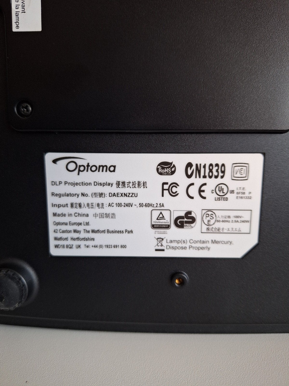 Optoma DLP Projector - Beamer met Tas en Afstandsbediening, Ophalen of Verzenden, Zo goed als nieuw, DLP, Full HD (1080)