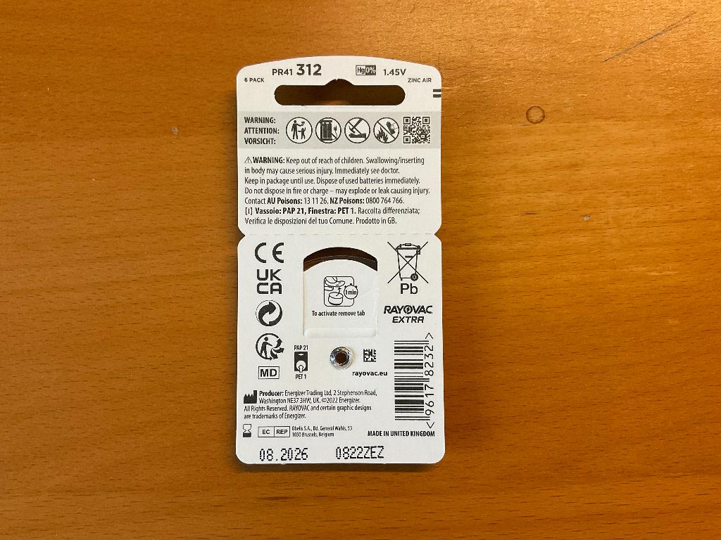 Batterijen voor hoorapparaat 45 stuks type 312, Ophalen, Nieuw