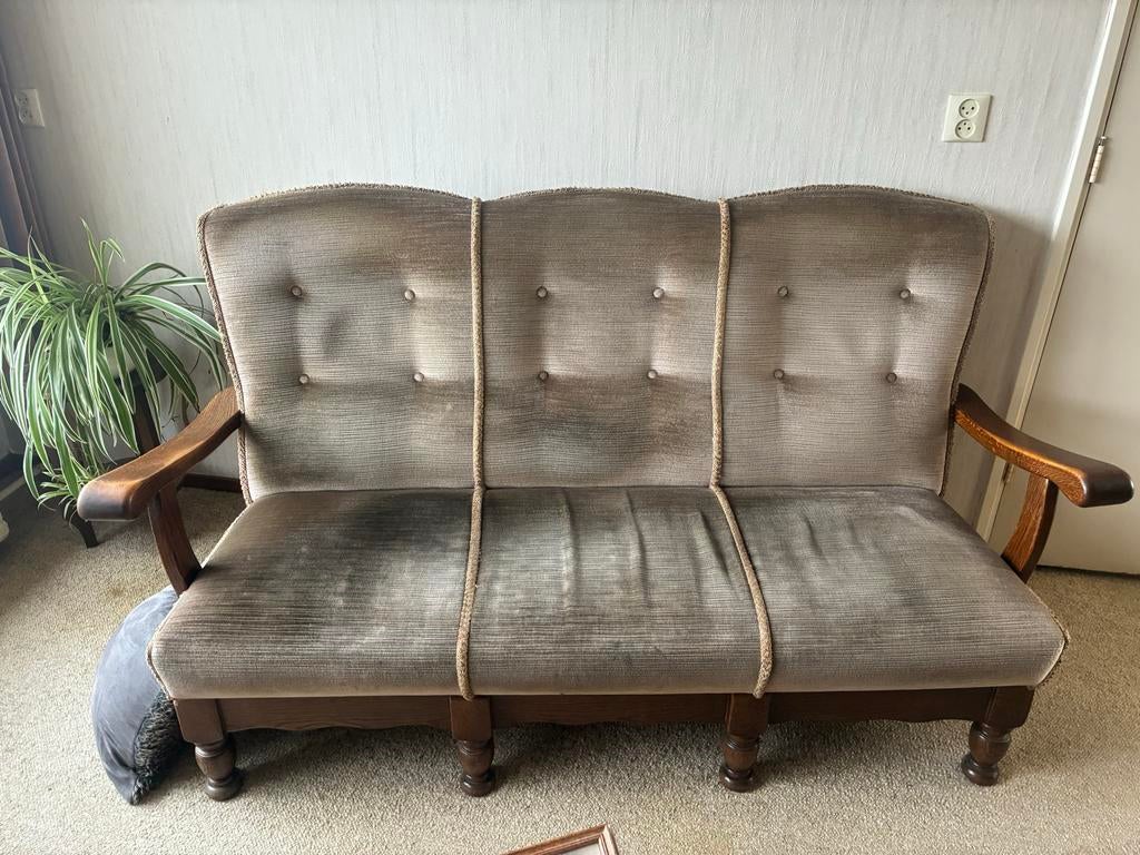 Bank met 2 bijpassende stoelen, Ophalen, Gebruikt, Driepersoons, 75 tot 100 cm