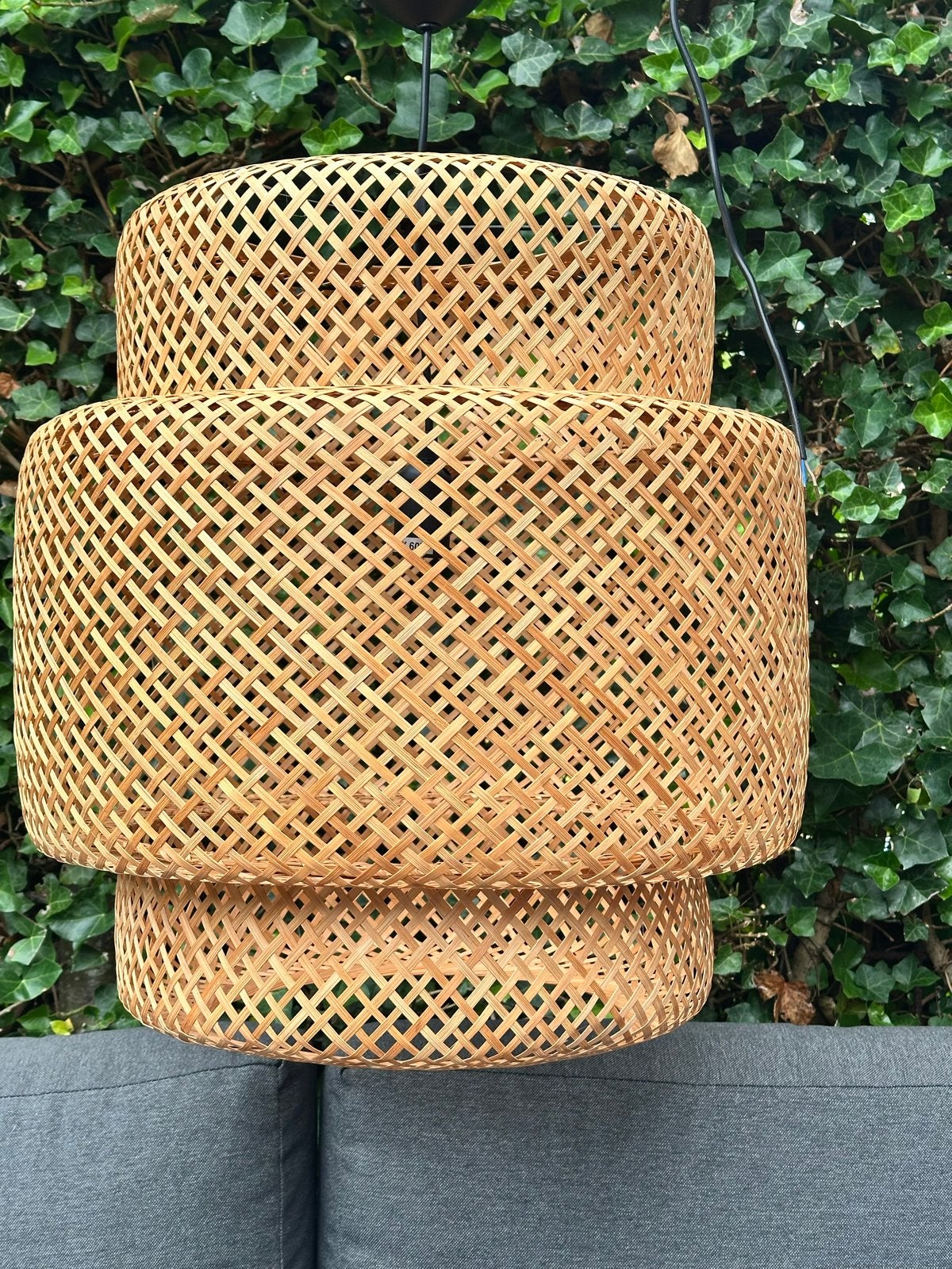 IKEA Sinnerlig Bamboe Hanglamp - 50cm, Ophalen of Verzenden, Zo goed als nieuw, Natuurlijk materiaal, E27 (groot)